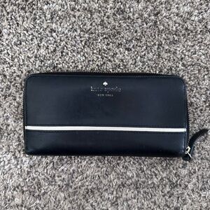 Kate Spade black and white zip around wallet